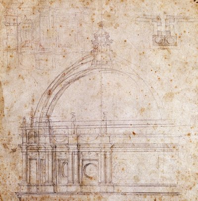 梵蒂冈圣彼得大教堂穹顶设计图，米开朗基罗（1475-1564）设计，意大利 作者 米开朗基罗（Michelangelo Buonarroti）