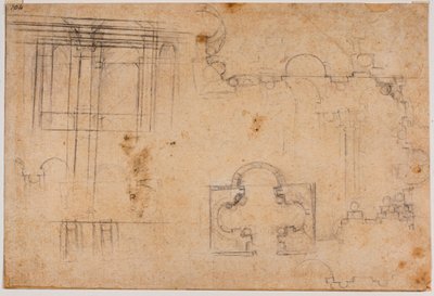 斯福尔扎礼拜堂平面图和建筑立面图 作者 米开朗基罗（Michelangelo Buonarroti）