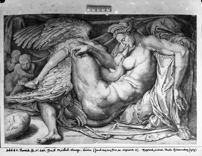 Leda，由Jacobus Bos，Boss或Bossius（bc1520）雕刻 作者 米开朗基罗（Michelangelo Buonarroti）