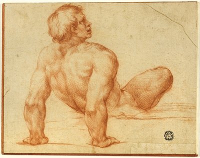 男性裸体坐姿 作者 米开朗基罗（Michelangelo Buonarroti）