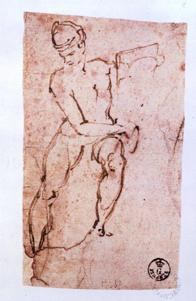 西斯廷教堂天花板（1508-12）：使徒的素描（钢笔和棕色墨水） 作者 米开朗基罗（Michelangelo Buonarroti）