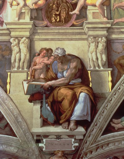 西斯廷教堂天花板：Cumaean Sibyl 作者 Michelangelo Buonarroti