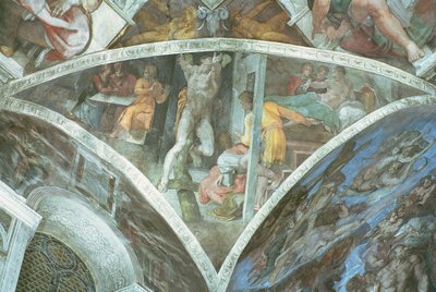 西斯廷教堂天花板：哈曼（拱肩）（修复前） 作者 米开朗基罗（Michelangelo Buonarroti）
