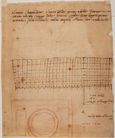 窗户草图、亲笔批注和图形计算 作者 米开朗基罗（Michelangelo Buonarroti）