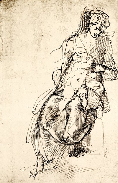 研究在Floence的Medici教堂的麦当娜雕像 作者 Michelangelo Buonarroti