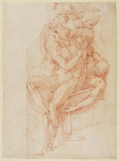 研究拉撒路和两个助理人物（纸上的红色粉笔） 作者 米开朗基罗（Michelangelo Buonarroti）