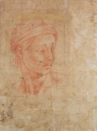 研究一个头（纸上的红色粉笔） 作者 米开朗基罗（Michelangelo Buonarroti）