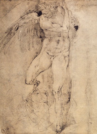 研究最后审判的天使：米开朗基罗的绘画。 Casa Buonarroti，佛罗伦萨 作者 米开朗基罗（Michelangelo Buonarroti）