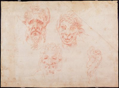 W.33萨特脸上的素描（红色粉笔在纸上） 作者 米开朗基罗（Michelangelo Buonarroti）