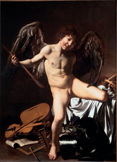 Amor vincit omnia（称为 Victorious Cupid 或 Love Triumphant 或 Earthly Love）（绘画 作者 米开朗基罗·梅里西·达·卡拉瓦乔