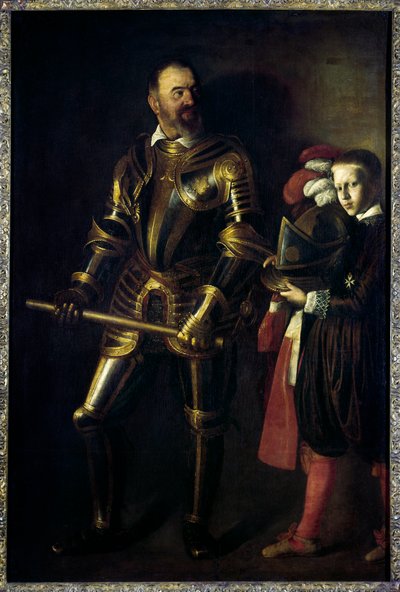 阿洛夫·德·威格纳古 (Alof de Wignacourt) （1547-1622） 1601 年至 1622 年间的马耳他勋章大师的肖像，以及他的页面 Michelangelo Merisi dit Le Caravaggio ou il Caravaggio (1571-1610) 1608 Sun。 1,94x1,34 m 作者 米开朗基罗·梅里西·达·卡拉瓦乔
