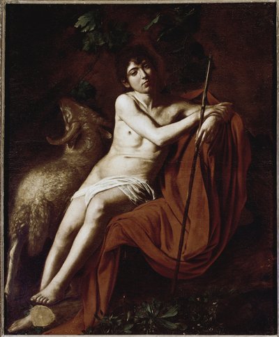 施洗者圣约翰 (St John Baptist) 米开朗基罗·梅里西 (Michelangelo Merisi) 绘画《卡拉瓦乔 ou il Caravaggio》 (1571-1610) 1609-1610 Dim 1,59x1,24 m Rome Galleria Borghese 作者 米开朗基罗·梅里西·达·卡拉瓦乔