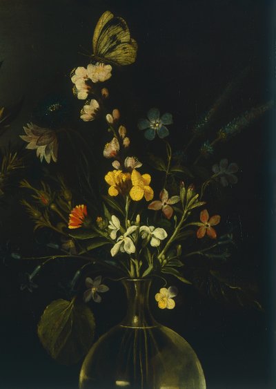 有鲜花和水果的静物，哈特福德静物大师，c.1600-10（布面油画） 作者 米开朗基罗·梅里西·达·卡拉瓦乔