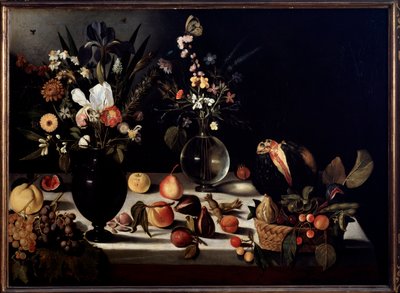 鲜花和水果静物画Caravaggio dit le Caravaggio的绘画 作者 Michelangelo Merisi da Caravaggio