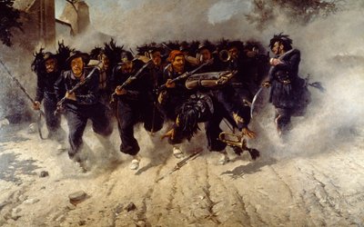 Bersaglieri Charge at Porta Pia，Michele Cammarano（1835-1920），布面油画，290x472 厘米 作者 米歇尔·坎马拉诺（Michele Cammarano）