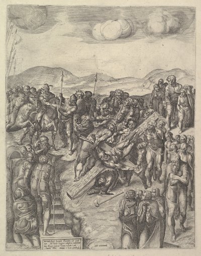 圣彼得受难图，仿照米开朗基罗在保罗教堂的壁画，Va...，1550-60。 作者 米歇尔·卢切斯