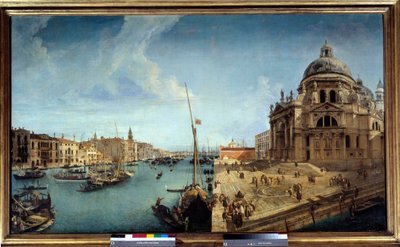 大运河入口处和威尼斯敬礼教堂的景色 Michele Marieschi (1710-1741) 18 世纪的绘画。 1,25x2,13 m 作者 米歇尔·玛丽埃斯基（Michele Marieschi）