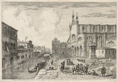 威尼斯景色：Campo SS Giovanni e Paolo，1741年。 作者 米歇尔·玛丽埃斯基（Michele Marieschi）