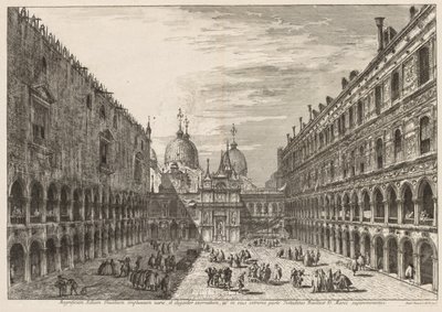 威尼斯景色：公爵宫庭院，1741年。 作者 米歇尔·玛丽埃斯基（Michele Marieschi）