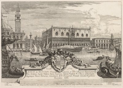 威尼斯的景色：皮亚泽塔和公爵宫，1741年。 作者 米歇尔·玛丽埃斯基（Michele Marieschi）