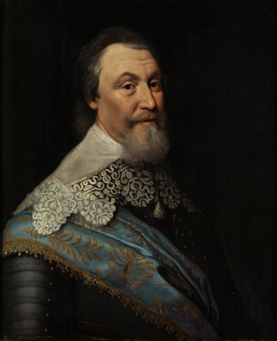 阿克塞尔-奥克森斯蒂尔纳（Oxenstjerna）伯爵（1583-1654）的肖像，作者是米歇尔-扬斯-范，工作室的。木材上的油彩。尺寸：70x60厘米。斯德哥尔摩国家博物馆 作者 米歇尔·詹斯（Michiel Jansz）。范·米耶维德