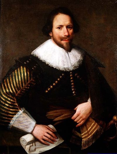 一位军事建筑师的肖像（布面油画） 作者 米歇尔·詹斯（Michiel Jansz）。范·米耶维德