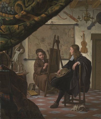 艺术家在工作室里的自画像 作者 米歇尔·范·穆瑟（Michiel van Musscher）