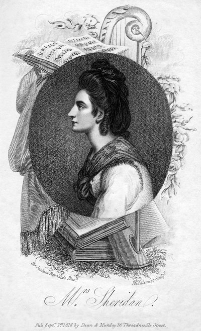 伊丽莎白-安-谢里丹，18世纪英国歌唱家，1816年。 作者 中雾