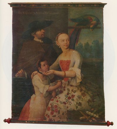 一对民族志肖像组中的一个，约c.1763（滚动） 作者 米格尔·卡布雷拉