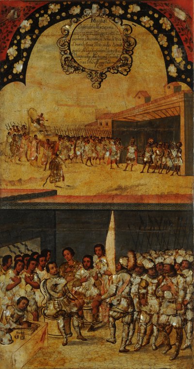 征服墨西哥，第十五板块，约1696-1715（木板画） 作者 米格尔·冈萨雷斯