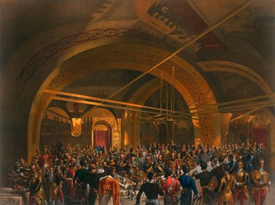 1856年在莫斯科克里姆林宫大皇宫金大厅举行的使节加冕宴会 作者 Zichy的Mihaly