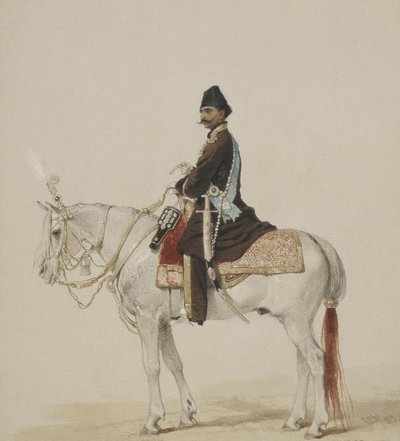 Naser al-Din Shah Qajar的骑马肖像1831年至1896年，1873年 作者 Zichy的Mihaly