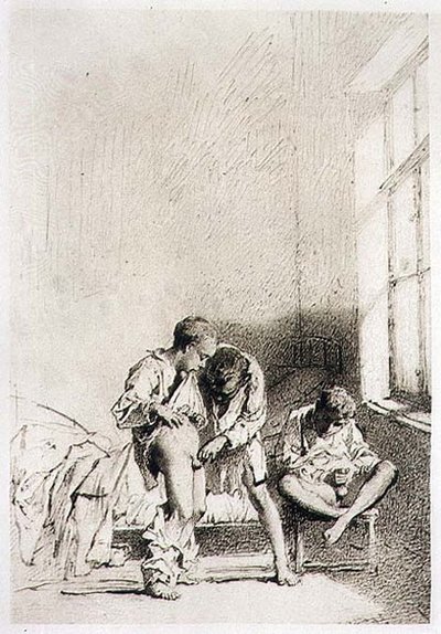 小学生自慰》，板块24来自《Liebe》（《爱》）出版社。1901年在莱比锡(日光版画) 作者 Zichy的Mihaly