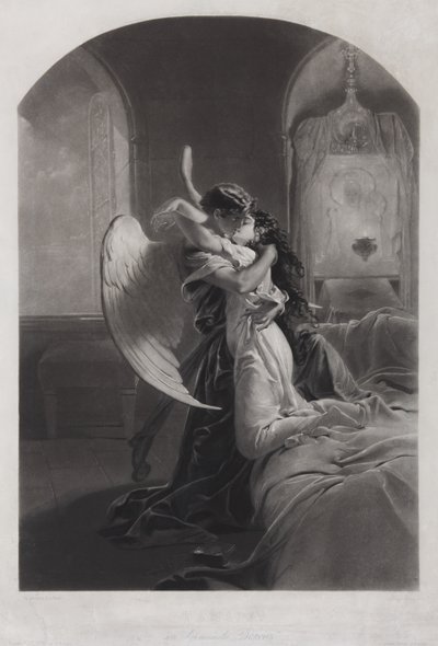 塔玛拉和恶魔。米哈伊尔·莱蒙托夫（Mikhail Lermontov）的诗歌《恶魔》插图c。 1880年 作者 Zichy的Mihaly