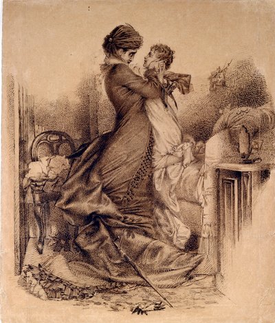 Anna Karenine avec son fils - 为列昂-托尔斯泰的小说《安娜-卡列尼娜》绘制的插图 作者 米哈伊尔·亚历山德罗维奇·弗鲁贝尔