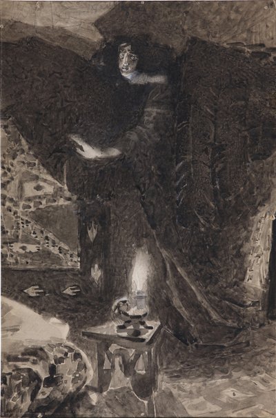 米哈伊尔·莱蒙托夫（Mikhail Lermontov）的诗歌《恶魔》插图，1890-1900年 作者 米哈伊尔·亚历山德罗维奇·弗鲁贝尔