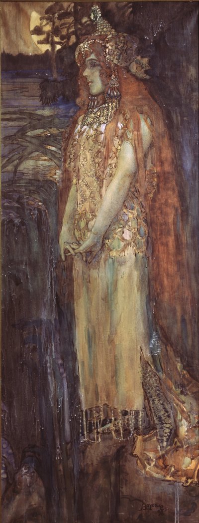 歌手Nadezhda Zabela-Vrubel在N.Rimsky-Korsakov的歌剧Sadko中饰演Volkhova公主，1898年 作者 米哈伊尔·亚历山德罗维奇·弗鲁贝尔