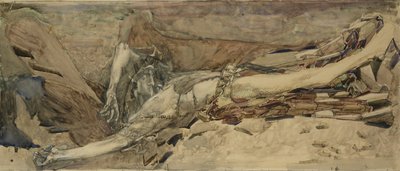 恶魔垂头丧气，1901年 作者 米哈伊尔·亚历山德罗维奇·弗鲁贝尔