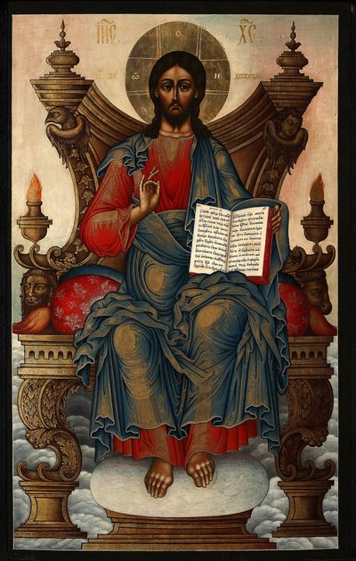 救世主登基 - Soplyakov, Mikhail Alexeyevich (1722-1799) - 1762 - 面板蛋彩画 - 92,5x60 - 私人收藏 作者 米哈伊尔·阿列克谢耶维奇·索普利亚科夫