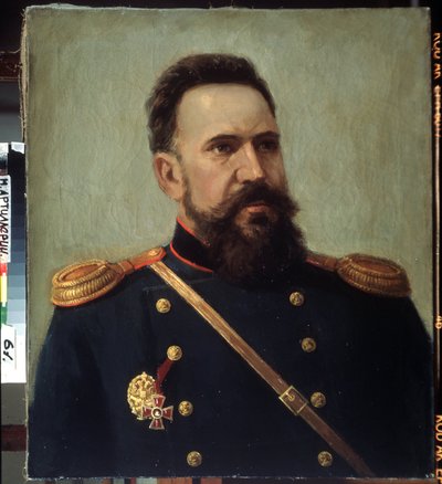 "士兵兼工程师谢尔盖-莫辛（1849-1902 年）的肖像，莫辛-纳甘步枪（Mosin Nagant）的发明者。Mikhail Gerets（1900-1942 年）的绘画作品，1941 年，圣彼得堡国家中央炮兵博物馆 作者 米哈伊尔·彼得罗维奇·格瑞茨
