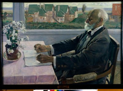 Portrait du medecin, psychologue et physiologiste Ivan Petrovich Pavlov (1849-1936) (生理学家、心理学家和医生伊万-彼得罗维奇-巴甫洛夫肖像) - Peinture de Mikhail Vasilyevich Nesterov (1862-1942), huile sur toile 作者 米哈伊尔·瓦西里耶维奇·内斯特罗夫