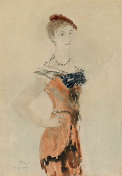 戴红色贝雷帽的女士，1935年 作者 米哈伊尔·谢诺丰托维奇·索科洛夫
