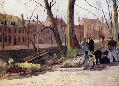 Flower-Market, Haarlem (colour litho) 作者 咪玛·尼克松（Mima Nixon）