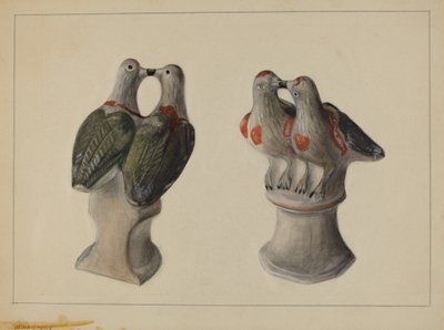 粉笔鸳鸯》，约 1937 年（水彩画） 作者 米娜·洛瑞