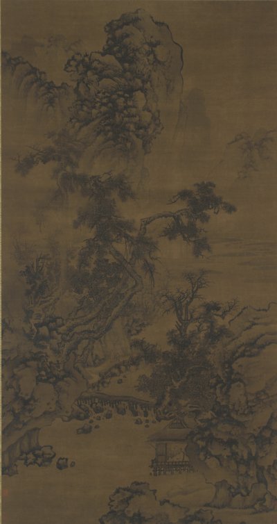 听河边亭的松树 作者 Ming Dynasty Chinese School