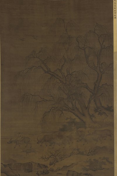 柳树下的水牛和服务员 作者 Ming Dynasty Chinese School