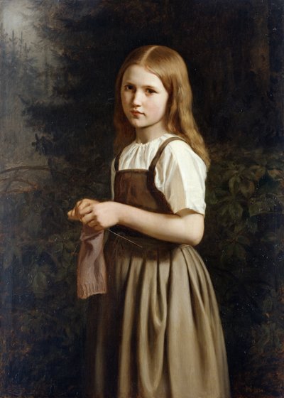 女孩针织，1854年 作者 明纳军队