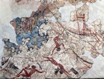 Minoan wall painting from ancient Thera (fresco) 作者 Minoan
