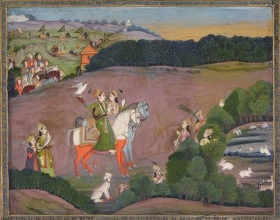 Baz Bahadur和Rupmati寻找猎鹰。约于1735年 作者 我卡兰汗