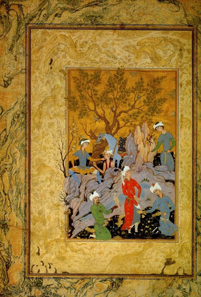 山上的王子霍金聚会》，约1575年。   作者 米尔扎阿里